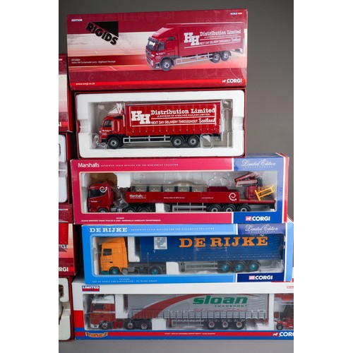 322 - Corgi Hauliers of renown plus others.  Six boxed articulated lorry and trailer sets to include De Ri... 