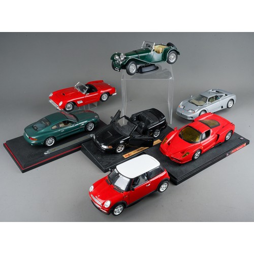 342 - A tray of 7 1/18 scale Bburago, Maisto sports cars