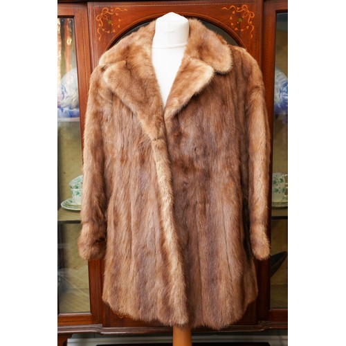 458 - 4 vintage ladies fur coats along with a leather long coat  and a Astrakhan black ladies coat (6)