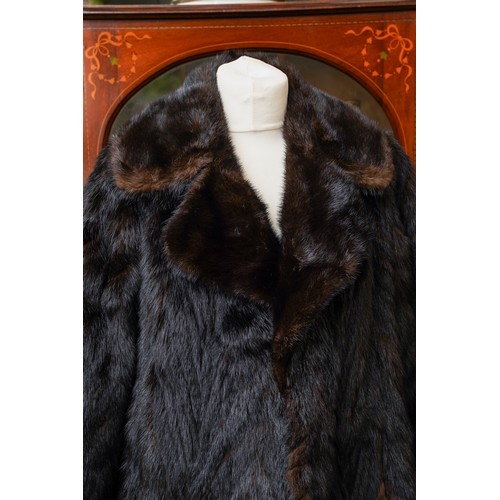 458 - 4 vintage ladies fur coats along with a leather long coat  and a Astrakhan black ladies coat (6)