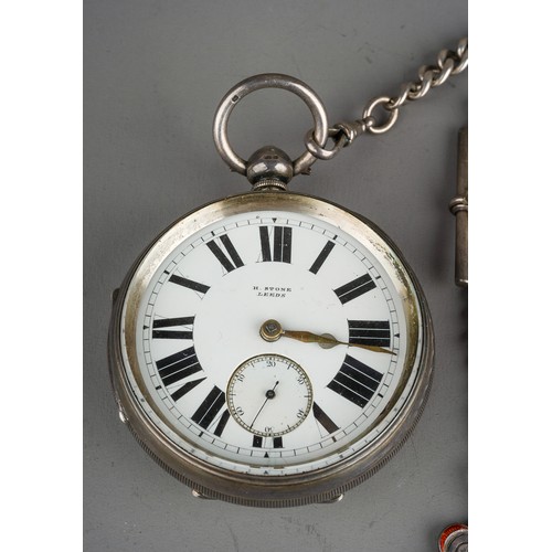 460 - A Victorian silver open face pocket watch, 50mm white enamel dial, black Roman numerals, subsidiary ... 