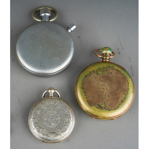 460 - A Victorian silver open face pocket watch, 50mm white enamel dial, black Roman numerals, subsidiary ... 