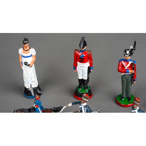 349 - Vintage Britains or similar, a collection of 14 white metal Scottish black Watch model soldiers, wit... 