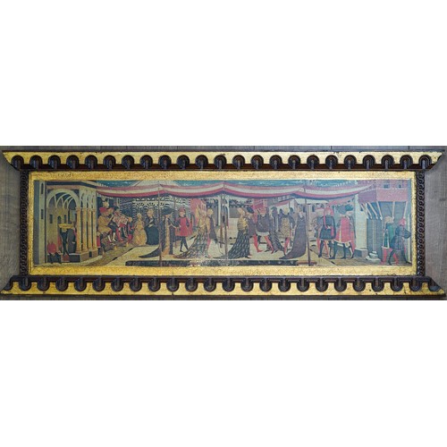 471 - Large Italian wood panel depicting a wedding in the manner of the 17th century, The Adimari Cassone,... 