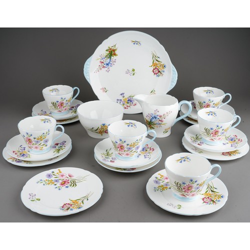 474 - A Shelley fine bone china six piece Wild Flowers pattern no: 13668 tea set comprising: cups, saucers... 