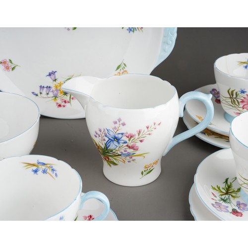 474 - A Shelley fine bone china six piece Wild Flowers pattern no: 13668 tea set comprising: cups, saucers... 