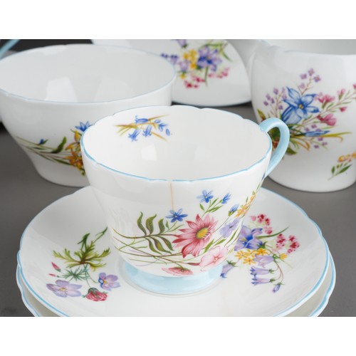 474 - A Shelley fine bone china six piece Wild Flowers pattern no: 13668 tea set comprising: cups, saucers... 