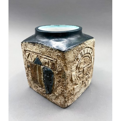 177 - Troika pottery vase in a square form, marked to base, approx. 9.5 cm tall