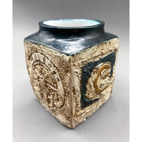 177 - Troika pottery vase in a square form, marked to base, approx. 9.5 cm tall