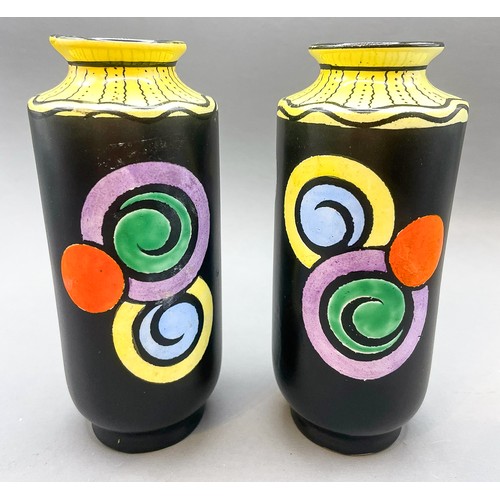 180 - A pair of Shelley pottery vases pattern number 8462, marked to base, approx. 14 cm tll