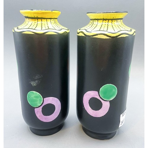 180 - A pair of Shelley pottery vases pattern number 8462, marked to base, approx. 14 cm tll