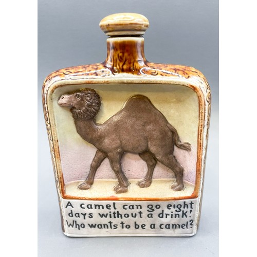 185 - Schafer & Vater miniature square flask decorated with a camel and inscribed 