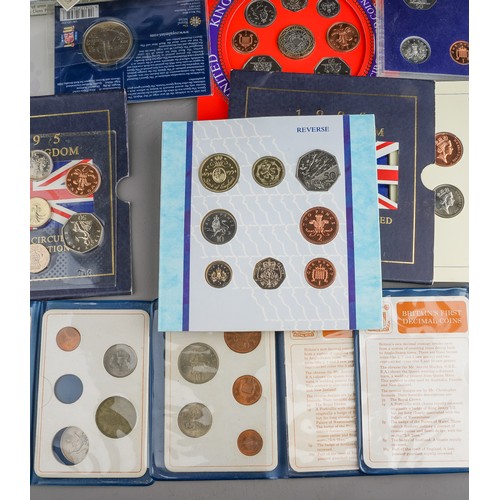 608 - Collection of commemorative coinage and proof sets including 1 ounce Britannia silver coin, silver 5... 