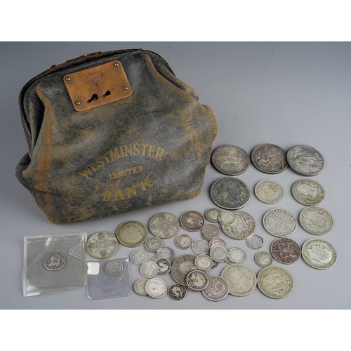 607 - Quantity of silver and half silver coinage to include silver dollars, Victorian crows etc.  together...
