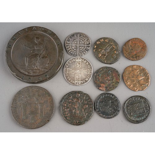 606 - Collection of Roman coins and a token dated 1792 Norwich together with a number of early hammered si... 