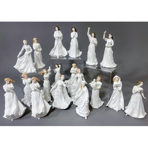 498 - 18 Royal Doulton figures from the Sentiments collection,  each approx. 15 cm tall