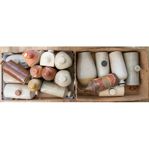 599 - Assorted vintage stoneware bed warmers, various colours (18) - 2 boxes

NOTE: This lot is not availa... 