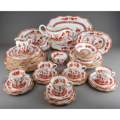 491 - A Coalport Indian Tree six piece (six place) dinner and tea service to include: scalloped dinner, lu... 