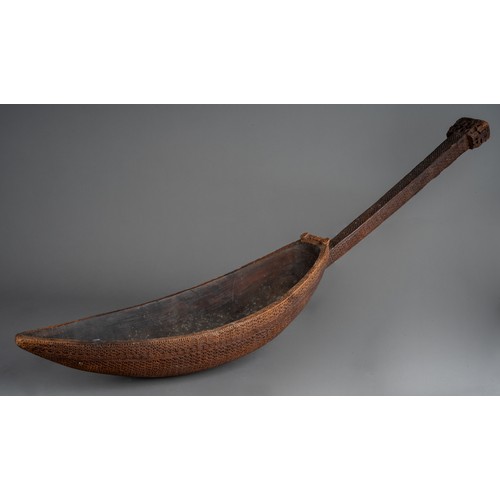 575 - Tribal Art: an Austral Islands, Polynesia Ceremonial scoop with curved leaf shaped recessed blade, t...