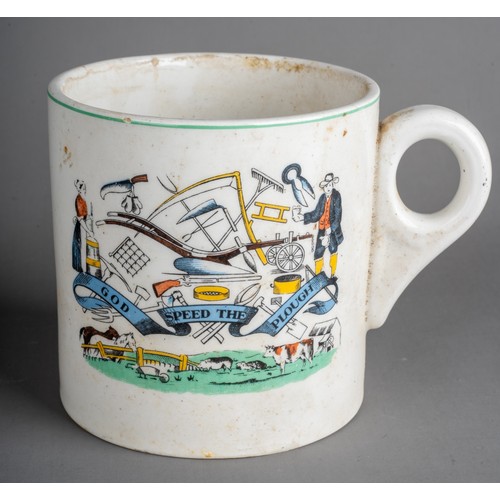 580 - A 19th Century Cotton Lord Nelson Ware Staffordshire ware Agriculturial Industry mug with Farmer Arm... 