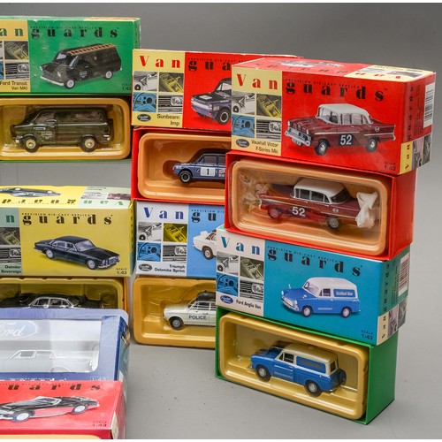 587 - Vanguards Diecast Collection of 16 boxed vehicles all boxed to include transit vans.