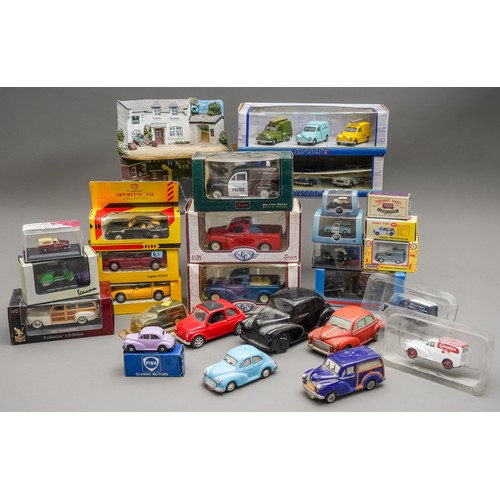 593 - A large collection of classic and modern diecast vehicles with much Morris Minor interest.  Includes... 