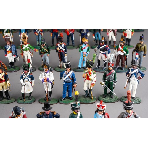 347 - A large quantity of Del Prado Napoleonic metal military figurines approx 80 in 2 trays (q)