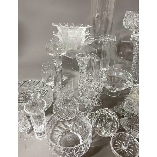 531 - A collection of cut and moulded glass to include: wine glasses, bowls, vases, condiment set, paperwe... 