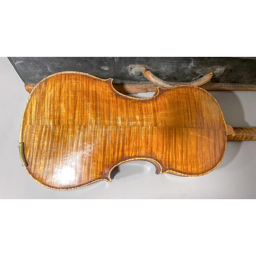 356 - Antique violin, internal paper label reads “Copie de Gaspar da Salo in Brescia” Two piece back, whic... 