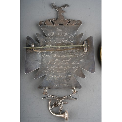 179A - Hallmarked silver Court of Foresters  award dated 2nd October 1849 together with French bronze medal... 