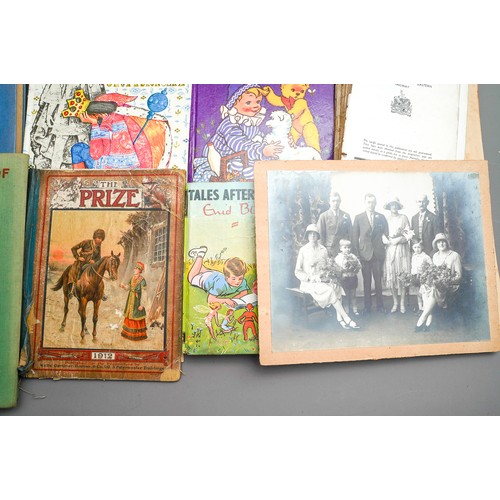 184 - Assorted vintage comics, books, newspaper cuttings, photographs to include: Rainbow Annual 1951 and ... 