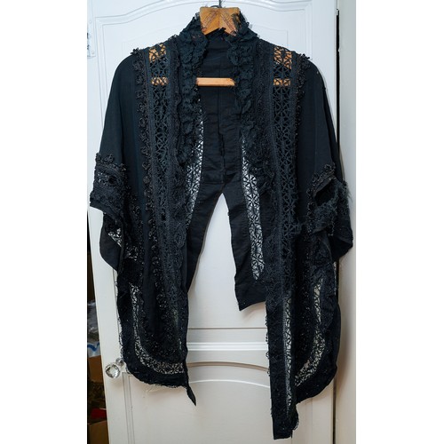 200 - A collection of five late Victorian/Edwardian black bodice jackets, three silk and two wool; two hig... 