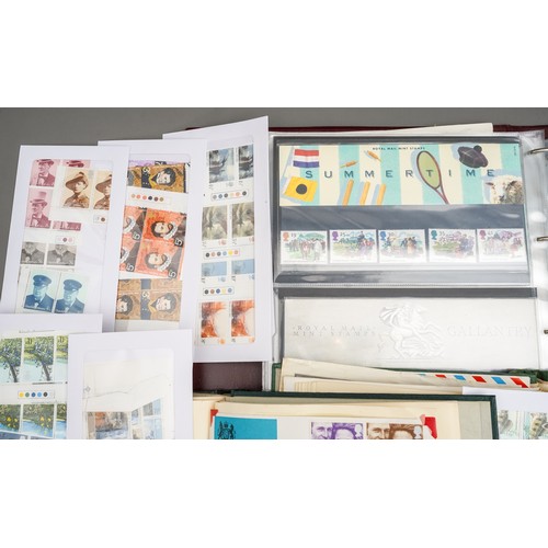 87 - A large stamp collection comprising of an album of mint presentation packs, 1990-4 approximately, a ... 