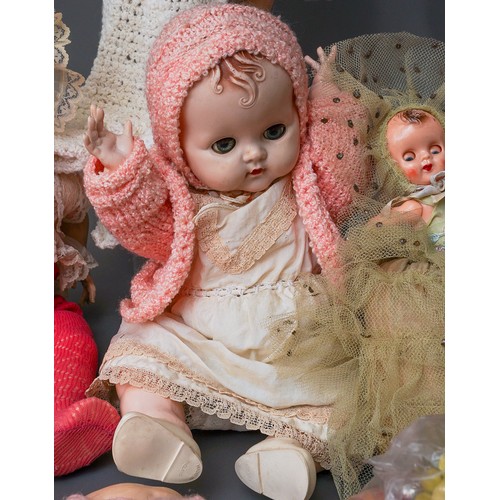 118 - Collection of assorted vintage dolls, celluloid and vinyl makers to include Pedigree, Rodnoid and fu... 