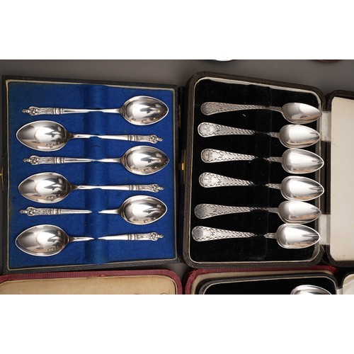 212 - A set of six George V silver ornate teaspoons with harebell motif, hallmarked by Barker Brothers, Bi... 