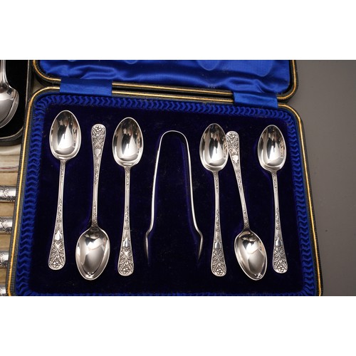 212 - A set of six George V silver ornate teaspoons with harebell motif, hallmarked by Barker Brothers, Bi... 