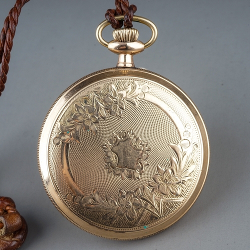 40 - A Waltham Watch Co gold-plated open faced pocket watch, 43mm white enamel dial, 50mm case, Roman num... 