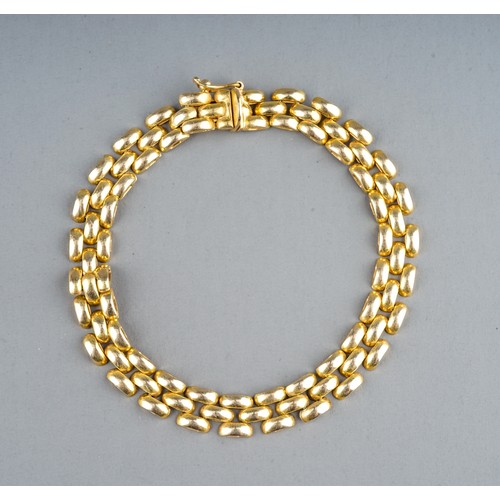 47 - An Italian 9k yellow gold gate-link necklace and bracelet, the necklace approx 41cm long, gross weig... 