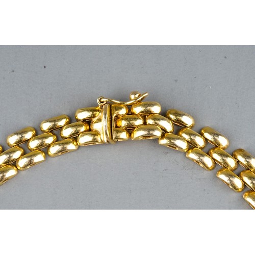 47 - An Italian 9k yellow gold gate-link necklace and bracelet, the necklace approx 41cm long, gross weig... 