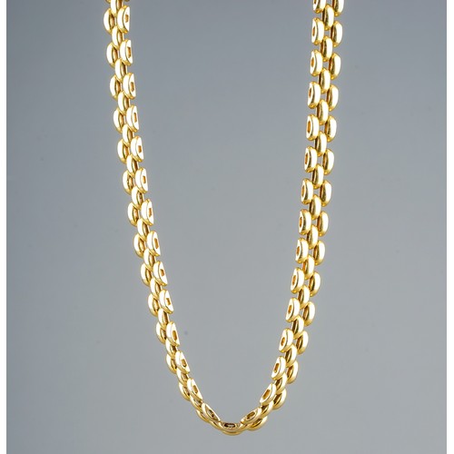 47 - An Italian 9k yellow gold gate-link necklace and bracelet, the necklace approx 41cm long, gross weig... 