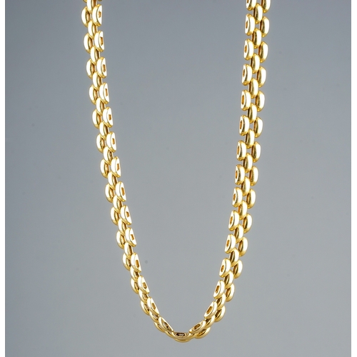 47 - An Italian 9k yellow gold gate-link necklace and bracelet, the necklace approx 41cm long, gross weig... 