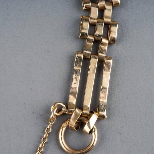 48 - A 9ct yellow gold gate-link bracelet, gross weight approx 8.1g