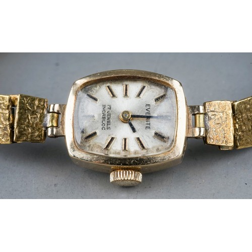 51 - A ladies 9ct yellow gold cased Everite wristwatch, gold-plated strap; and a collection of costume je... 