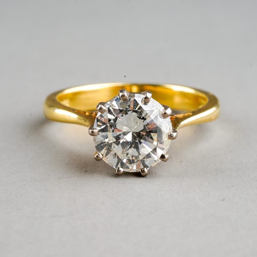 87 - An 18ct yellow gold and diamond solitaire ring, the round brilliant-cut diamond approx 1.5cts, size ... 