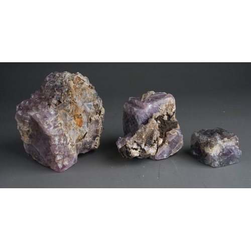 107 - Three pieces of purple crystal specimens, 5cm / 8cm / 9cm (3)