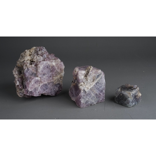 107 - Three pieces of purple crystal specimens, 5cm / 8cm / 9cm (3)