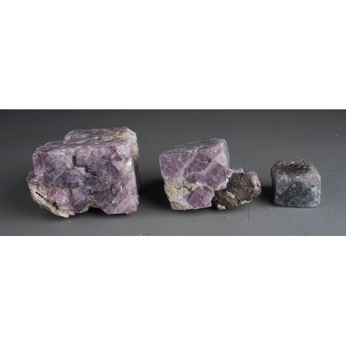 107 - Three pieces of purple crystal specimens, 5cm / 8cm / 9cm (3)