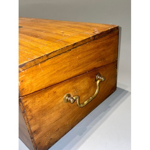 122 - A Victorian style slopefront writing box, brass fittings and carrying handles with fitted interior, ... 