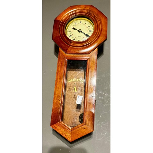 129 - Assorted clocks including Regulator, Viennese style and mounted small brass Ships thermometers etc (... 