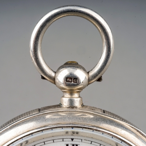 148 - A Victorian silver open face pocket watch, 44mm white enamel dial with Roman numerals, subsidiary se... 